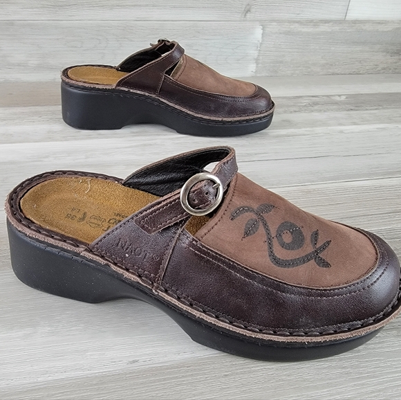 Naot Camille Brown Leather Slip-on Clog Women's Size 35 - Picture 14 of 16